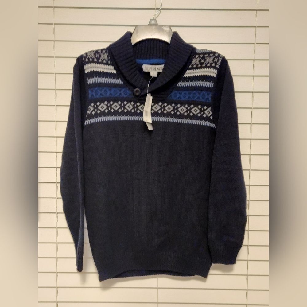 Boys Silverlake Navy Blue Patterned Sweater Size Large NWT